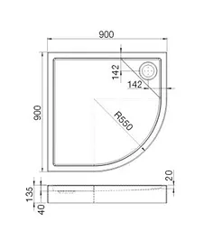Душовий піддон Roca Malaga Rondo 90x90 A276260000 - мініатюра 3