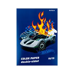 Кольоровий папір Kite А4 двосторонній Hot Wheels 15арк/15 кол (HW24-250) - мініатюра 1