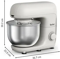 Міксер планетарний Tefal Bake Essential 800 Вт насадки-3, чаша-нерж., метал, 4.8л, білий - мініатюра 5