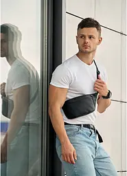Поясна сумка бананка Sambag Tirso MSOm чорний 31 х 12 х 5 см (80119001m) - мініатюра 3