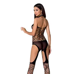 Бодістокінг Passion BS060 black, комбінезон, імітація трусиків і гольфів - мініатюра 2