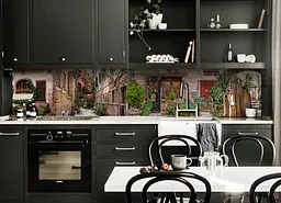 Кухонний фартух Цегляні Вулиці вінілова наклейка Прованс бруківка Коричневий 60х300 см Happy Pocket Z180651 - мініатюра 2