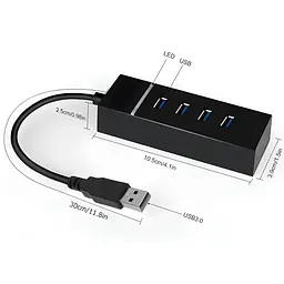 USB-хаб XON SmartHub Lite (USB3.0, 3хUSB2.0) Чорний (UHALP040043B 5023) - мініатюра 7