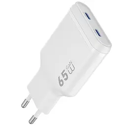Мережевний зарядний пристрій WIWU G035 Essen PD65W GaN 2USB-C White