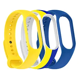 Комплект силіконових ремінців для фітнес браслетів Xiaomi Mi Band 5/6/7, Silicone, blue-yellow, зі зручною застібкою, на фітнес трекер та смарт годинник, ArmorStandart (ARM75053) - мініатюра 2