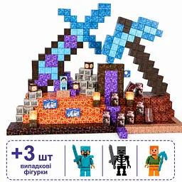 Магнітний конструктор Minecraft 100 шт + 3 фігурки по грі Майнкрафт Вулканічна зброя Mk001015 - мініатюра 2