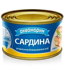 Сардина Аквамарин бланшована в маслі 230 г (745 586) - мініатюра 2