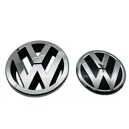 Емблема передня+задня Volkswagen Golf V (MK5) хром+чорний фон (d=125 мм+110 мм) пластик