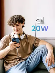 Зарядний пристрій адаптер живлення Ugreen CD318 Nexode 20 W USB-C PD GaN Fast Charger білий - мініатюра 5