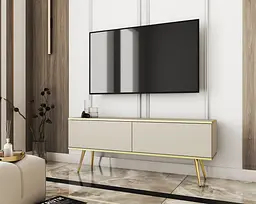 Тумба під телевізор Perfect Home Оро / Oro 2-дверна з золотими ніжками RTV135 Бежевий (PFH-091316)