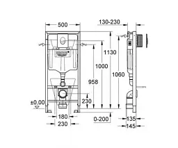 Інсталяція для унітазу Grohe Rapid SL 38721001 + овальна кнопка Skate Air Хром 30412 - мініатюра 3