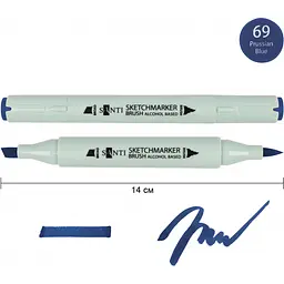 Набір спиртових маркерів Santi Brush SA-69 прусський синій 6 шт. (390986) - мініатюра 2