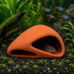 Декорація Hobby Wave Cave 1 red 12x12x5,5 см - керамічне укриття для риб і креветок в акваріумі (41657) - мініатюра 3