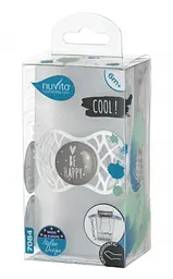 Силіконова ортодонтична пустушка Nuvita Air55 Cool Be Happy, 6-12 міс., сірий (NV7084PG) - мініатюра 4