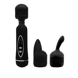 Вібратор зі змінними насадками Power Wand Massage Kit Black - мініатюра 7