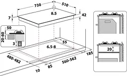 Варильна поверхня Whirlpool GMWL 728/IXL газова [95564] - мініатюра 6