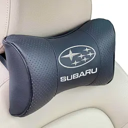 Подушка на підголовник з логотипом Subaru екошкіра чорна 1 шт - мініатюра 2