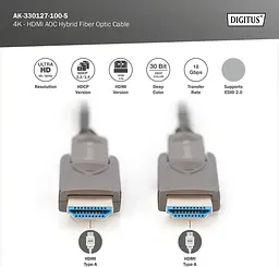 Кабель Digitus HDMI (M/M), 4K, AOC, 10м, чорний teh0013677 - мініатюра 3