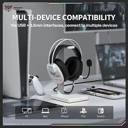 Навушники Onikuma ігрова гарнітура X-91 Max з мікрофоном та RGB підсвіткою геймерські провідні для ПК ноутбуків PS4 PS5 Білий - мініатюра 6