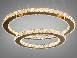 Люстра стельова LED Diasha 7206-8W/580+400G Кришталеві кільця, 65W, золото, сучасний стиль, регулювання висоти, пульт ДУ - мініатюра 2