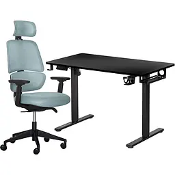 Комплект Mealux PowerDesk Lite Black + Leo Air Grey Blue (EVO-201 Lite B/B +Y 546 KBGL)
