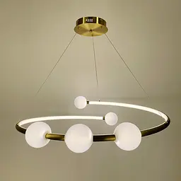Дизайнерська латунна LED люстра з акриловими кульками Ø 80 см Line.F MJ 76-800 AB - мініатюра 4