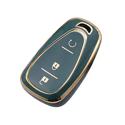 Чохол ключа Chevrolet сірий+золота окантовка (3 кнопки) TPU