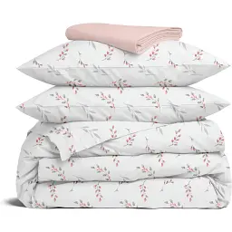 Комплект постільної білизни Cosas євро з простирадлом на резинці ROSA BRANCHLETS 200 x 220 см (BudRoseGray_El-40Rose_200)