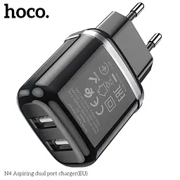 Адаптер живлення зарядний HOCO Aspiring dual port charger N4 2 USB-CB сам блок білий - мініатюра 6