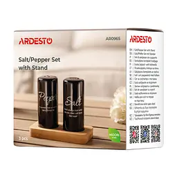 Набір для солі та перцю на підставці Ardesto Midori 8.5 см 3 предмети чорний (AR0965) - мініатюра 7