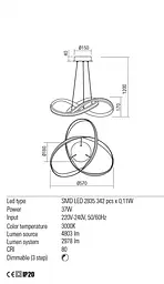 Підвісний світильник Redo NUCLEO SU LED 40W D570 3000K SAND WHITE (4.1.2) 01-1782 - мініатюра 3