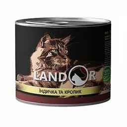 Повноцінний вологий корм Landor Turkey&Rabbit Ландор для дорослих котів Індичка з кроликом 200 г