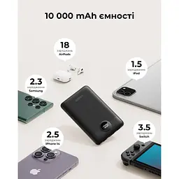 Зовнішній акумулятор VEGER 10000 mAh with built-in cables Type C / Lightning PD QC3.0 2A 22,5W C11 (W1170) black (VG-W1170) - мініатюра 10