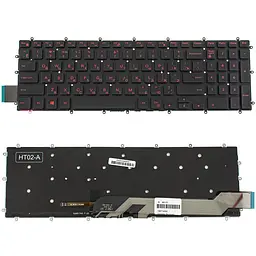 Клавіатура для ноутбука DELL Inspiron 7566 і 7567 rus букви чорна без фрейма з червоним підсвічуванням клавіш