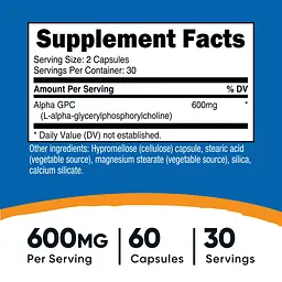  Альфа-гліцерилфосфорилхолін Nutricost Alpha GPC 600 мг 60 капсул - мініатюра 3
