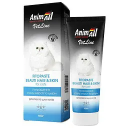 Фітопаста AnimAll VetLine Beauty Hair&Skin для поліпшення якості шерсті у котів, 100 г