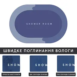 Інноваційний Суперпоглинаючий Діатомітовий Килимок для ванної 50х80 см Синій Овал - мініатюра 4