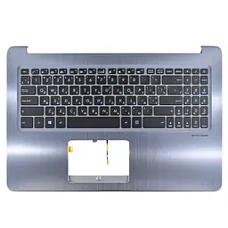 Корпус верхня кришка для Asus M580VD N580VD X580VD, UA, (Сірий, топкейс+клавіатура з підсвічуванням, 90NB0FL4-R33UA0, C Cover, Оригінал)