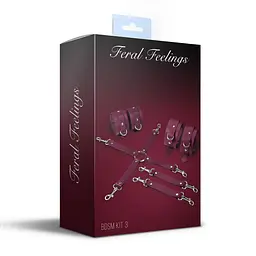 Набір для БДСМ 3 в 1 Feral Feelings BDSM Kit 3 Burgundy, burgundy, наручники, поножі, хрестовина - мініатюра 2