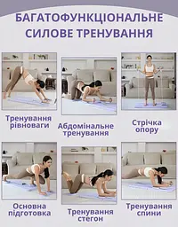 Універсальна дошка для вправ і зміцнення пресу з ремінцями опору та наколінниками - мініатюра 11