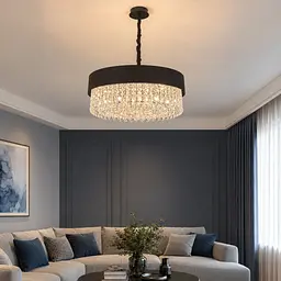 Чорна кришталева підвісна LED люстра Artlight 8677/600BK діаметром 58,5 см із 10 патронами E14