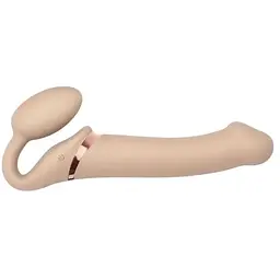 Безремневий страпон Strap-On-Me Vibrating Flesh L регульований з вібрацією та з пультом ДК діаметр 3.7 см