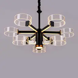 Люстра світлодіодна акрилова Sirius N 3705-6+3 BLACK+GD 98W