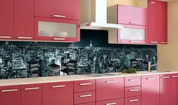 Вініловий кухонний фартух Синьова нічного міста наклейка для кухні ПВХ Архітектура Сірий Happy Pocket Z181437 - мініатюра 2