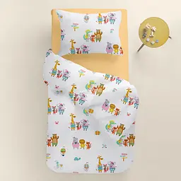 Дитяча постільна білизна в ліжечко ZOO ANIMALS CS5, пісочний (AnimalsZooBeach_Honey110x160_140) - мініатюра 2