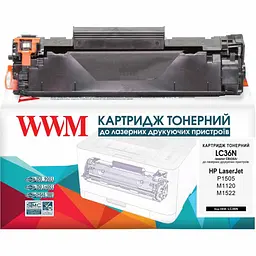 Картридж тон. WWM для HP LJ P1505/M1120/1522 аналог CB436A Black ( 2000 ст.) (LC36N)