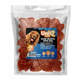 Ласощі для собак UniQ PETS Качині сердечка з рисом 500 г