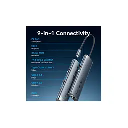 Концентратор VENTION USB-C 9-in-1 HDMI 60Hz + 2xUSB 3.0 + RJ45 + SD/TF + 3.5mm + PD 100W (TGVHB) - мініатюра 4