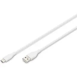 Кабель Digitus USB-A > USB-C заряджання/синхронізації, USB 2.0, 60W, силіконовий, 1м, білий teh0013664