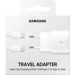 Зарядний пристрій Samsung 25Вт USB-С, кабель USB-C USB-C, 1м, білий (EP-T2510XWEGEU) - мініатюра 6